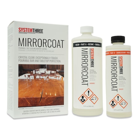 System Three Resins Mirror Coat BarTop Epoxy Resin Coating, 1.5 Quart Kit, Clear 0500K42